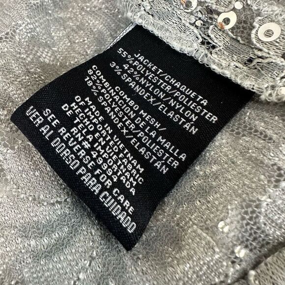 R&M Richards Silver Sequin Floral Lace Cardigan Bolero Womens 16 Fairy Glam - Picture 8 of 9